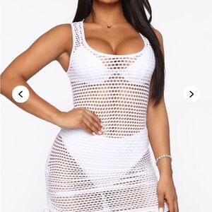NEW White Mesh Cover-Up Swim Dress - Women's Swim